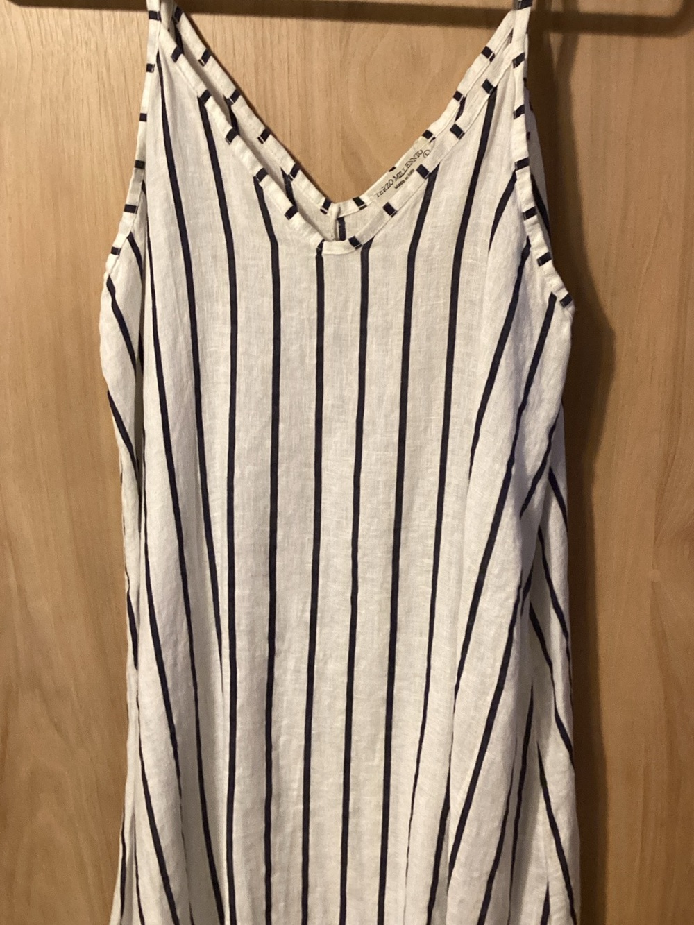 V-Neck Striped Maxi Dress in White and Black - Picture 3 of 3